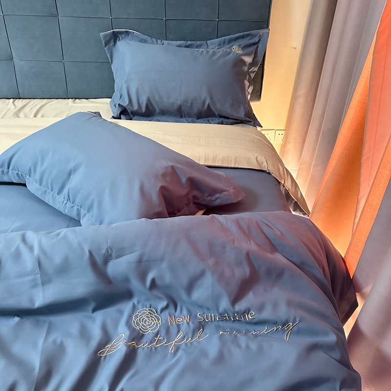 91家纺网 家纺一手货源 找家纺 （总）N先生 2024新款轻奢风水洗磨毛刺绣四件套-如梦系列