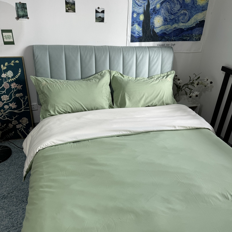 91家纺网 家纺一手货源 找家纺 N先生 2024新款轻奢风水洗磨毛刺绣四件套-如梦系列 如梦-绿