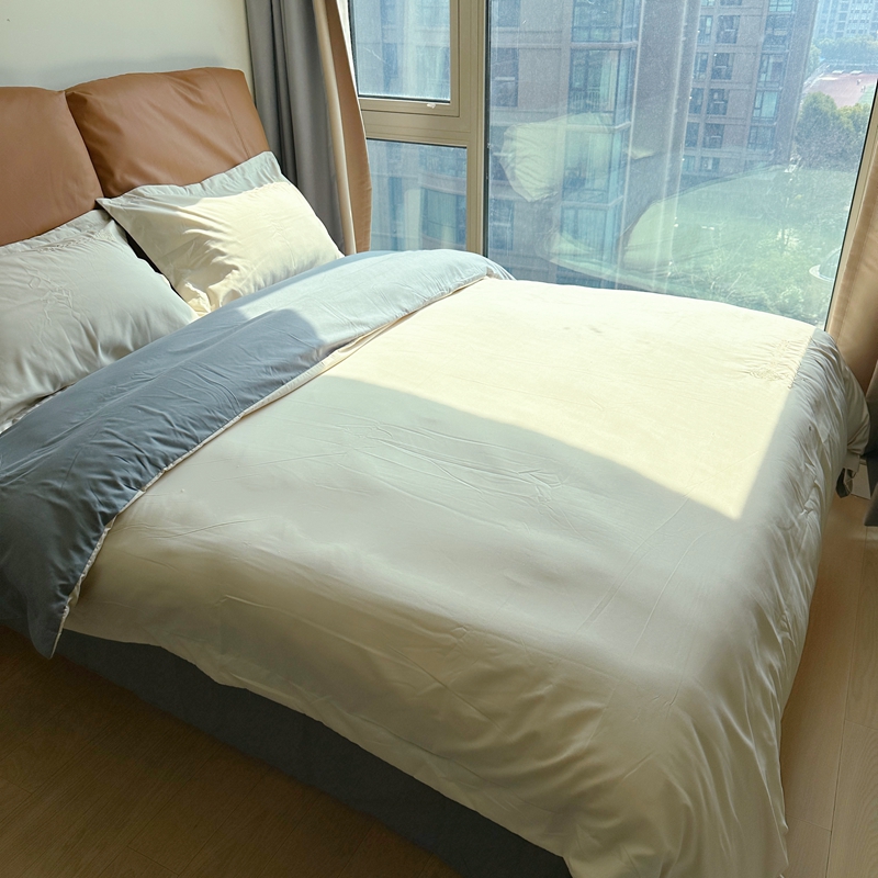 91家纺网 家纺一手货源 找家纺 N先生 2024新款轻奢风水洗磨毛刺绣四件套-如梦系列 如梦-奶白