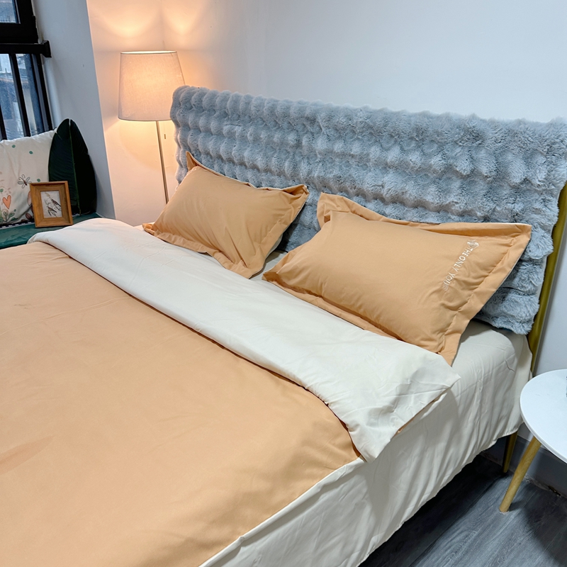 91家纺网 家纺一手货源 找家纺 N先生 2024新款轻奢风水洗磨毛刺绣四件套-如梦系列 如梦-橘