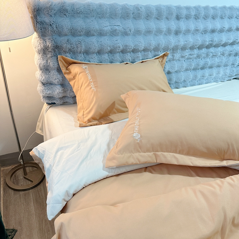 91家纺网 家纺一手货源 找家纺 N先生 2024新款轻奢风水洗磨毛刺绣四件套-如梦系列 如梦-橘