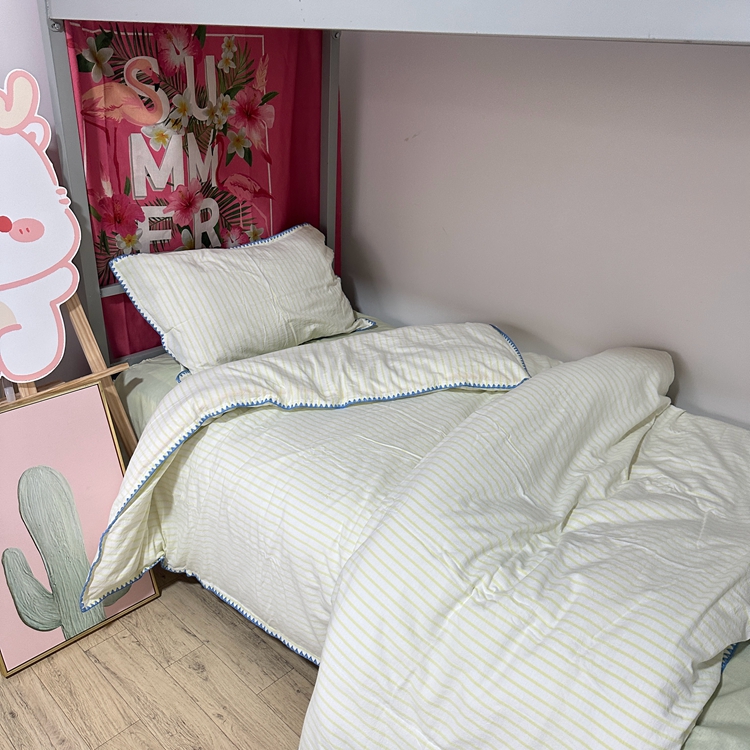 91家纺网 家纺一手货源 找家纺 （总）莱茵家居 2024新款A类全棉色织水洗棉贝壳边三件套