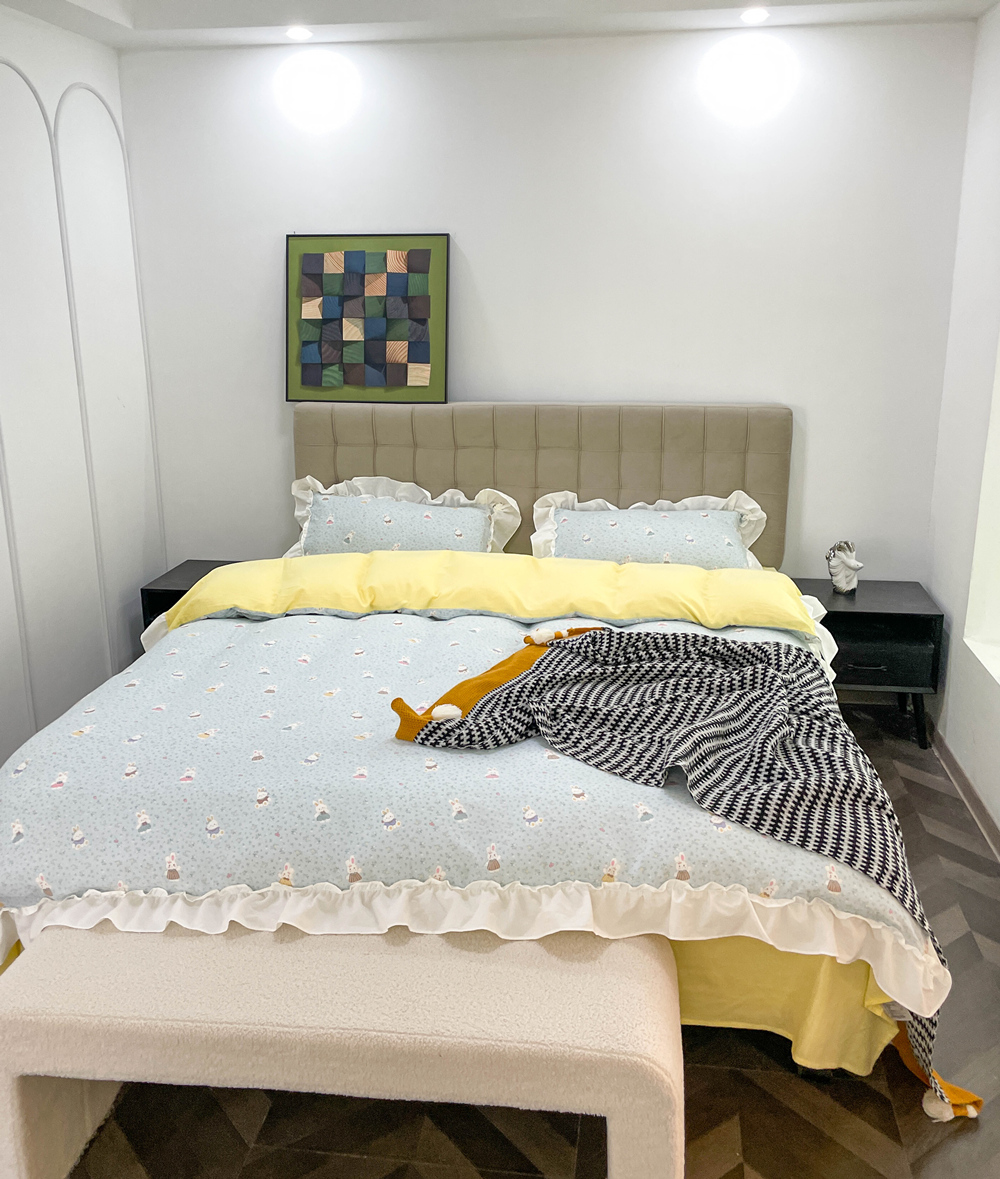 91家纺网 家纺一手货源 找家纺 （总）丽涵家纺 2026新款法式立体花边全棉纯棉双层纱四件套