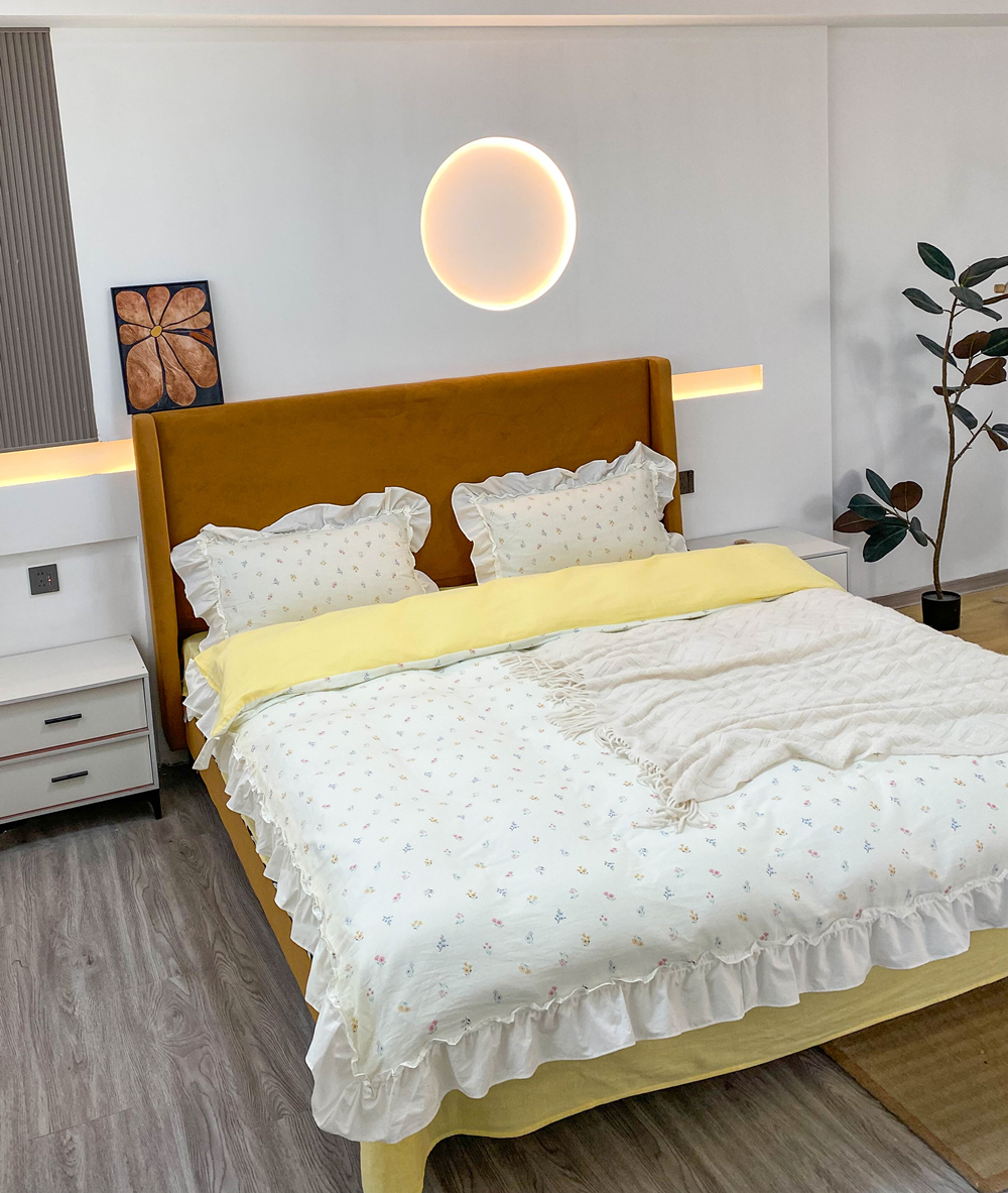 91家纺网 家纺一手货源 找家纺 （总）丽涵家纺 2026新款法式立体花边全棉纯棉双层纱四件套