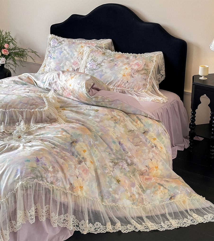 货源网 一件代发 网上商城 找家纺 惯盈家纺 40支纯棉、牛奶绒等公主风韩版床裙款四件套