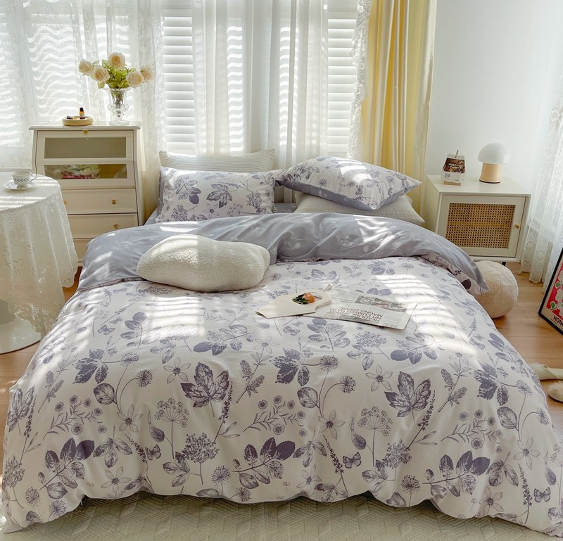 91家纺网 家纺一手货源 找家纺 顾里 2022新款13372全棉四件套-韩系全棉影棚图 枫叶情深