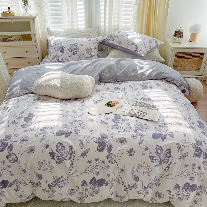 91家纺网 家纺一手货源 找家纺 顾里 2022新款13372全棉四件套-韩系全棉影棚图 枫叶情深