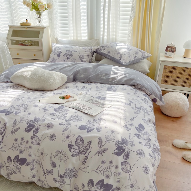 91家纺网 家纺一手货源 找家纺 顾里 2022新款13372全棉四件套-韩系全棉影棚图 枫叶情深