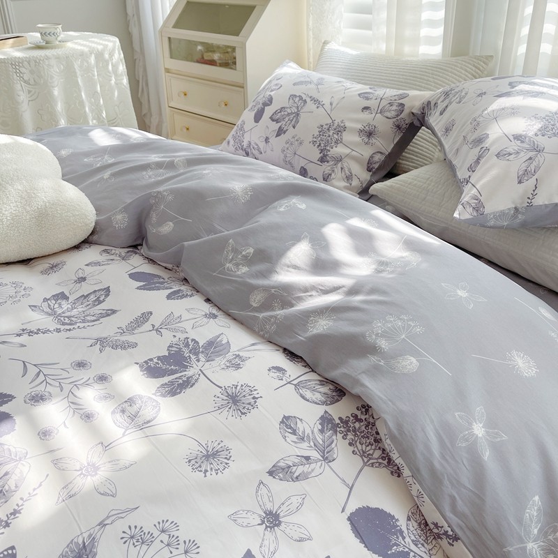 91家纺网 家纺一手货源 找家纺 顾里 2022新款13372全棉四件套-韩系全棉影棚图 枫叶情深