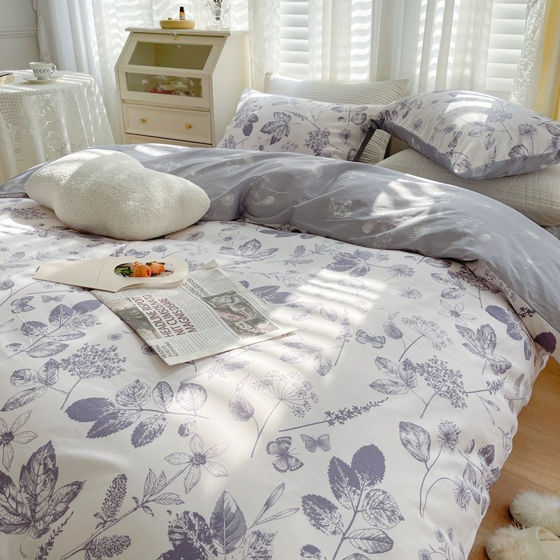 91家纺网 家纺一手货源 找家纺 顾里 2022新款13372全棉四件套-韩系全棉影棚图 枫叶情深