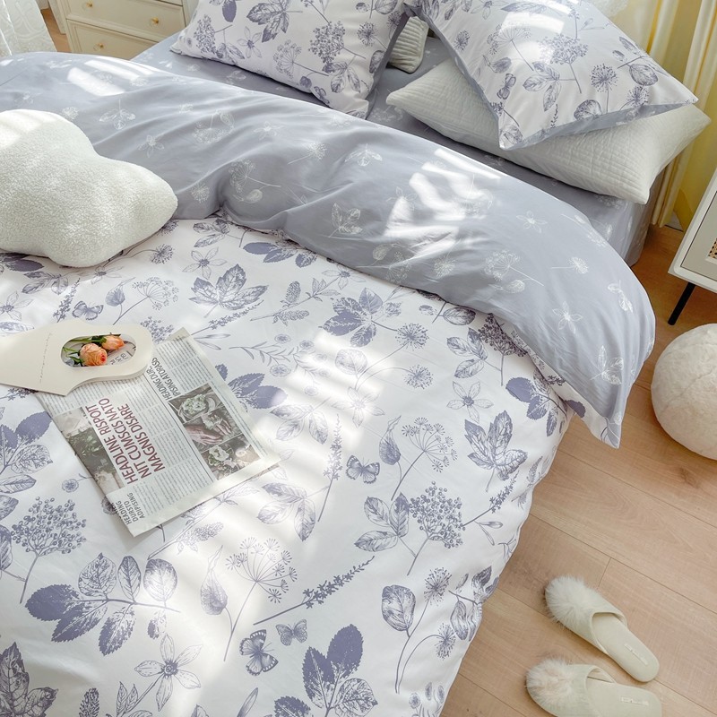 91家纺网 家纺一手货源 找家纺 顾里 2022新款13372全棉四件套-韩系全棉影棚图 枫叶情深