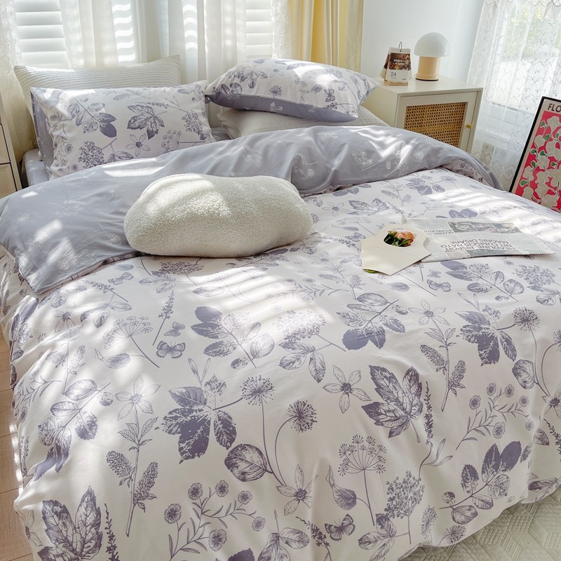 91家纺网 家纺一手货源 找家纺 顾里 2022新款13372全棉四件套-韩系全棉影棚图 枫叶情深