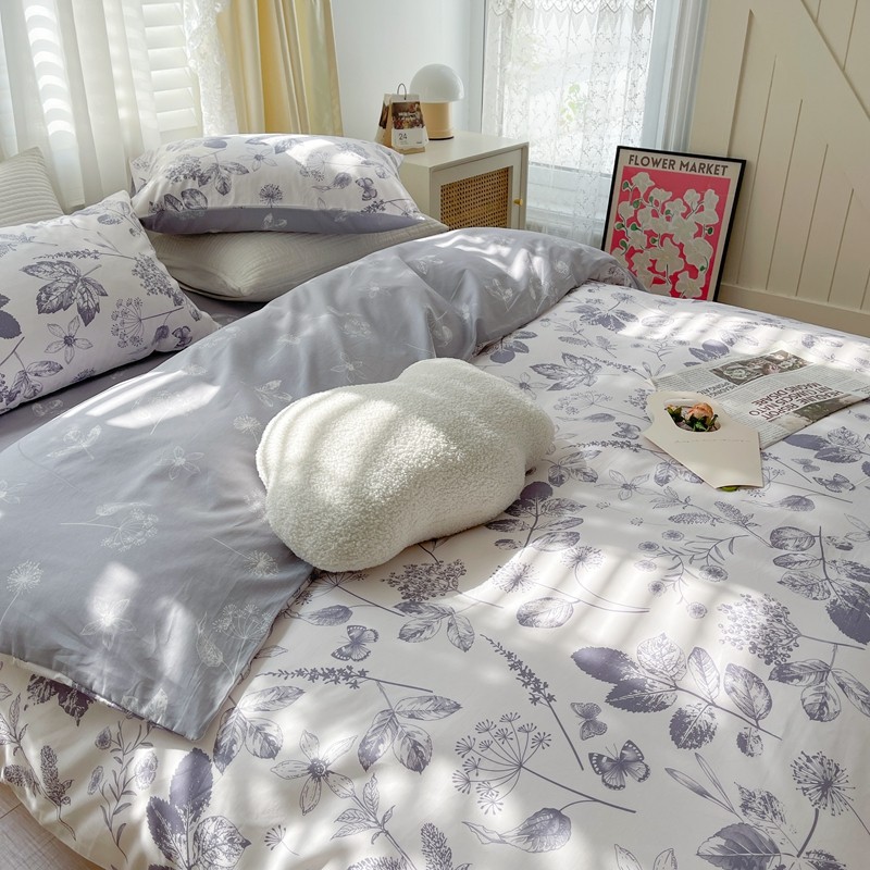 91家纺网 家纺一手货源 找家纺 顾里 2022新款13372全棉四件套-韩系全棉影棚图 枫叶情深