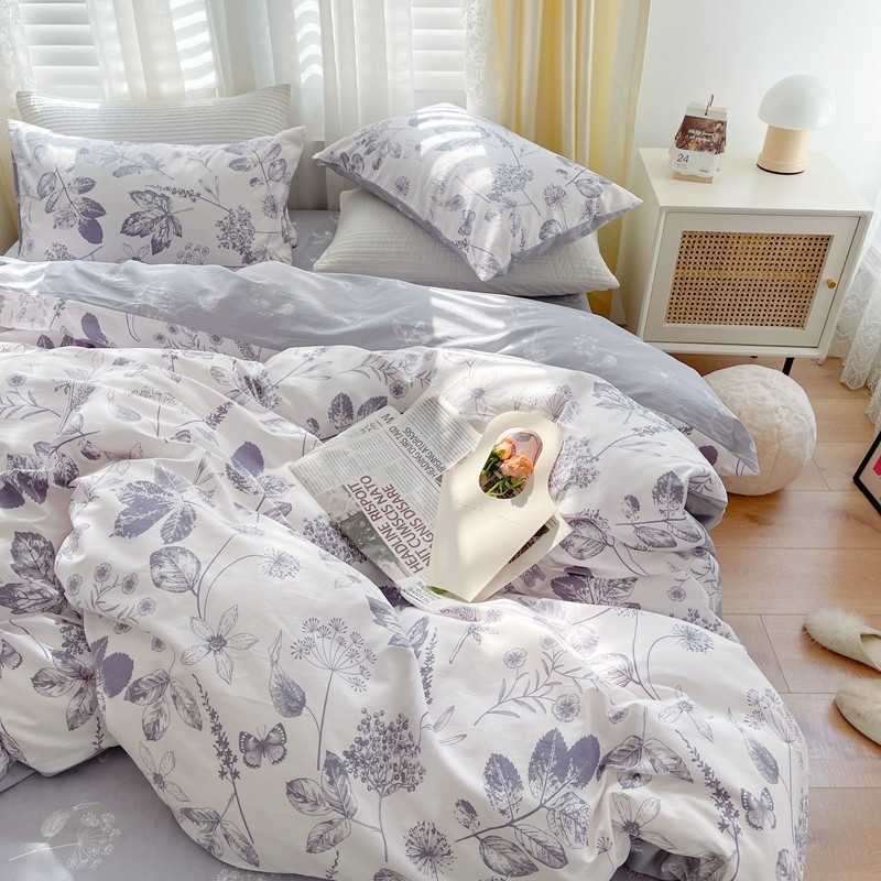 91家纺网 家纺一手货源 找家纺 顾里 2022新款13372全棉四件套-韩系全棉影棚图 枫叶情深