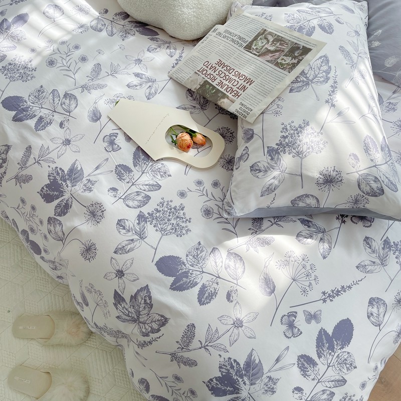 91家纺网 家纺一手货源 找家纺 顾里 2022新款13372全棉四件套-韩系全棉影棚图 枫叶情深