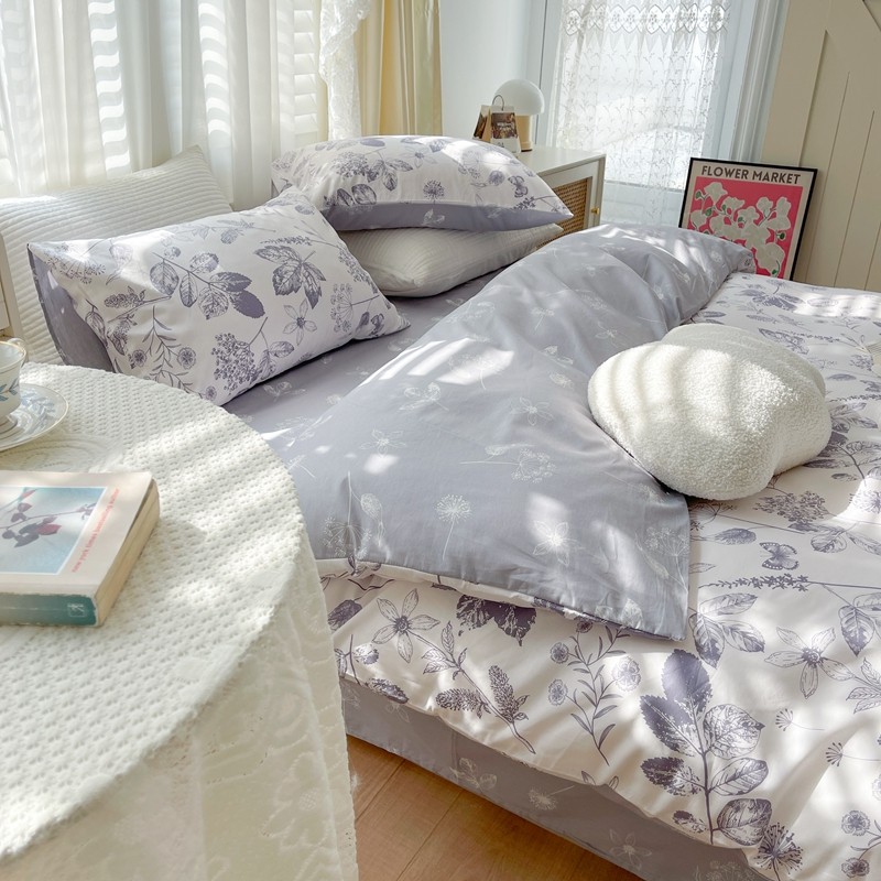 91家纺网 家纺一手货源 找家纺 顾里 2022新款13372全棉四件套-韩系全棉影棚图 枫叶情深