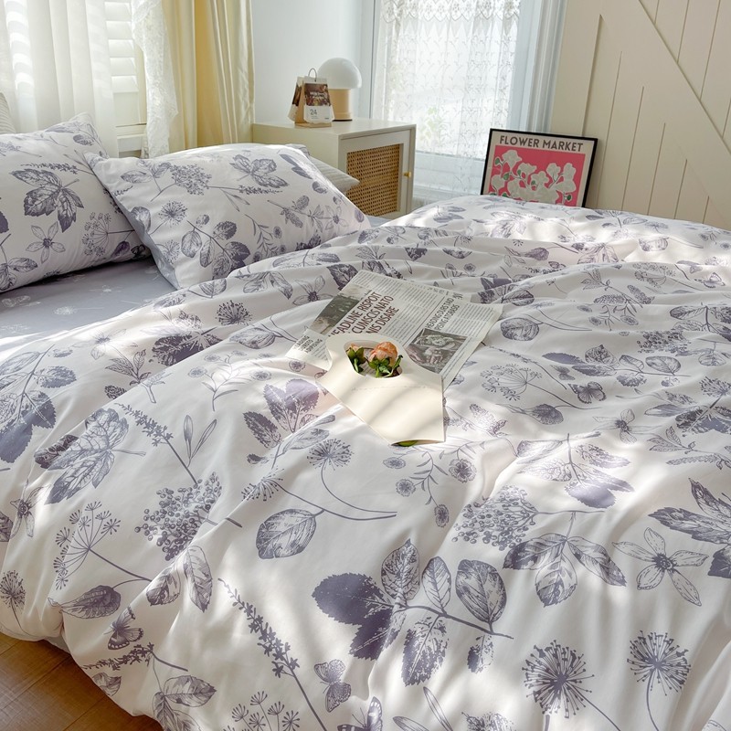 91家纺网 家纺一手货源 找家纺 顾里 2022新款13372全棉四件套-韩系全棉影棚图 枫叶情深