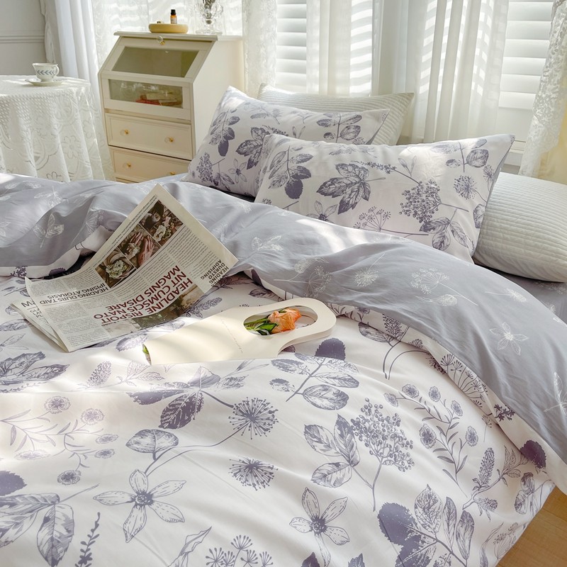 91家纺网 家纺一手货源 找家纺 顾里 2022新款13372全棉四件套-韩系全棉影棚图 枫叶情深