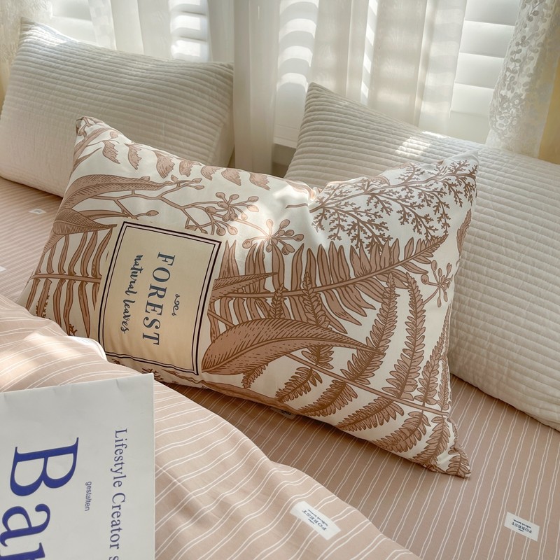 91家纺网 家纺一手货源 找家纺 顾里 2022新款13372全棉四件套-韩系全棉影棚图 复古藤蔓咖