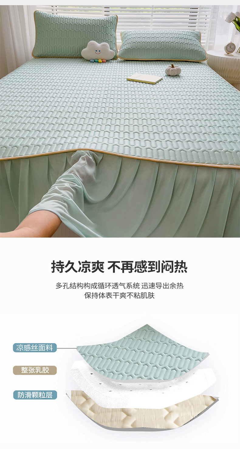 91家纺网 家纺一手货源 找家纺 新款直播爆款0.5乳胶床裙三件套 墨绿