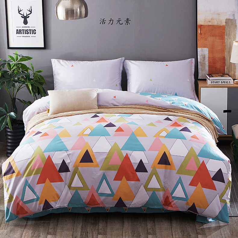 新款加厚简约印花全棉套件床品13376四件套