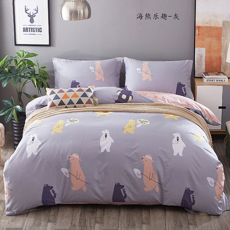 (总）新款加厚简约印花全棉套件床品13376