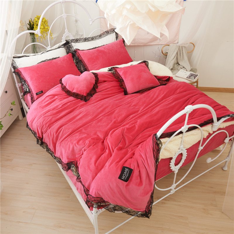 2017秋冬保暖绵羊绒宝宝绒蕾丝款公主甜心