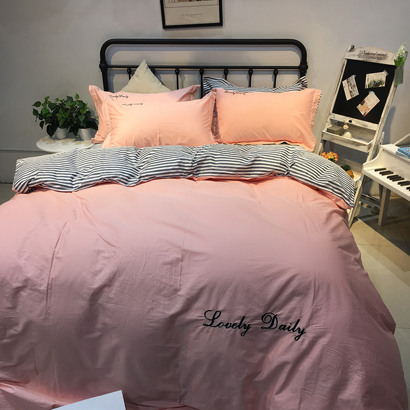 纯棉轻奢简约刺绣四件套