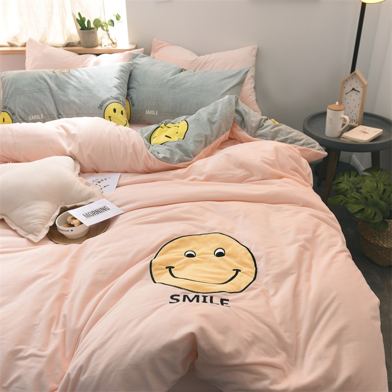 2017保暖宝宝绒北欧风刺绣四件套