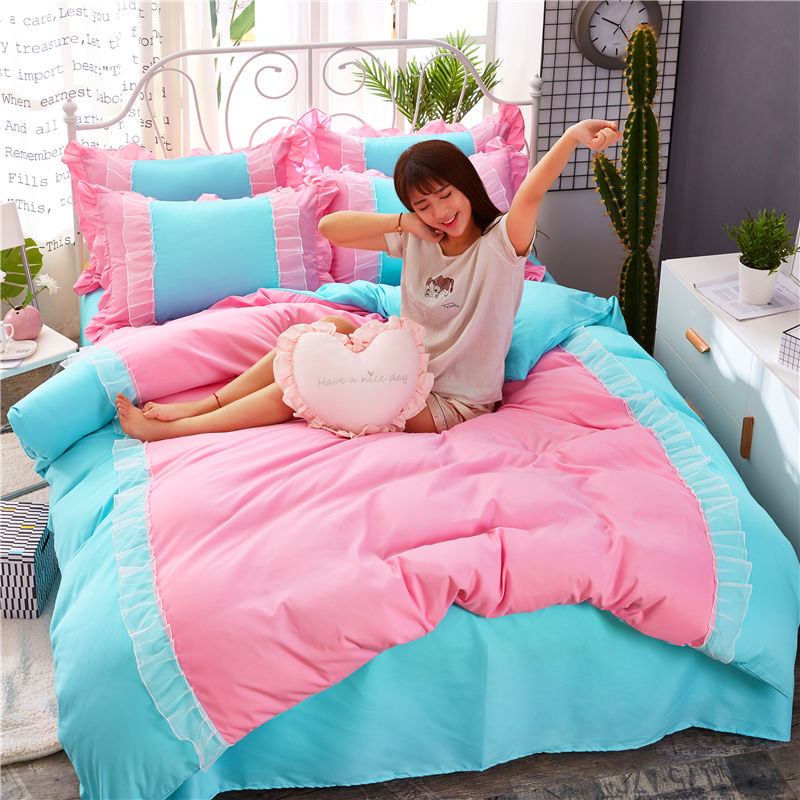 新品纯色蕾丝四件套