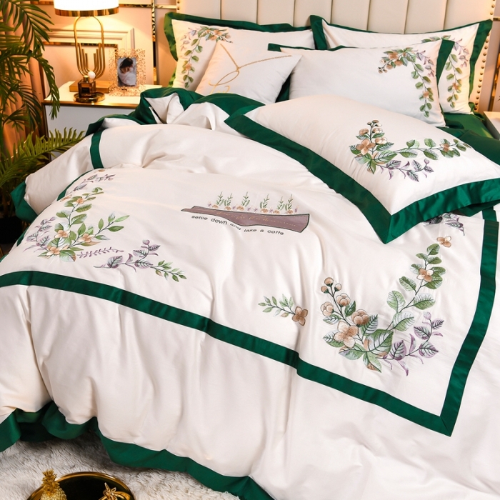 60S长绒棉绣花四件套叶语情深系列