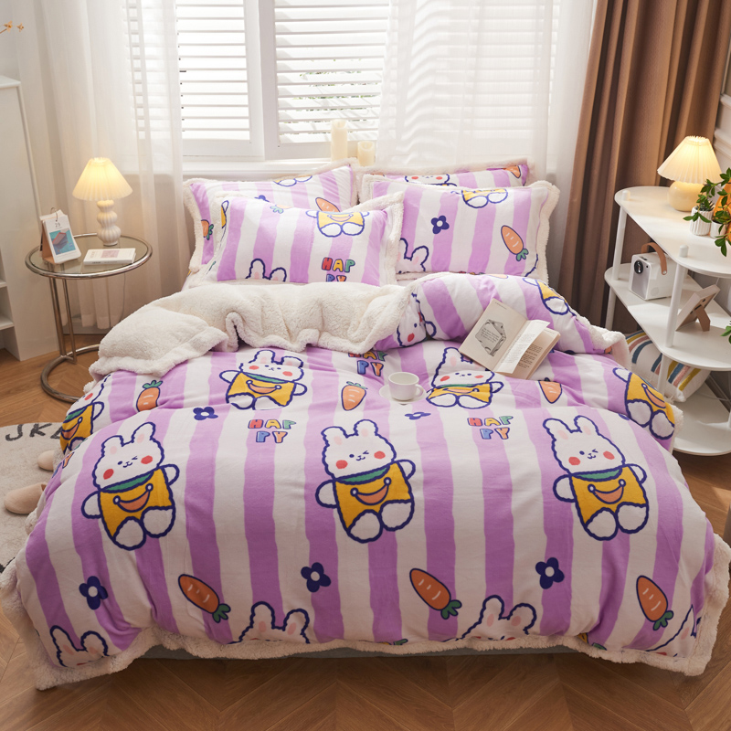 牛奶绒羊羔绒四件套