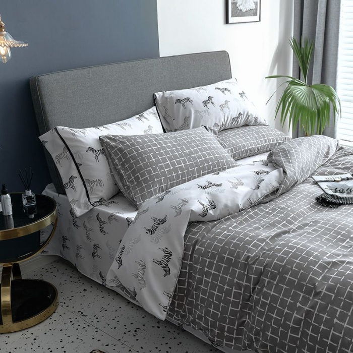 91家纺网 家纺一手货源 找家纺 慕梵 2019新款轻奢天丝绸四件套 斑马