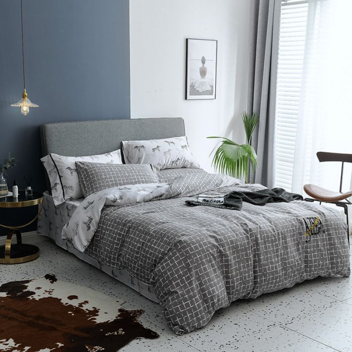 91家纺网 家纺一手货源 找家纺 慕梵 2019新款轻奢天丝绸四件套 斑马