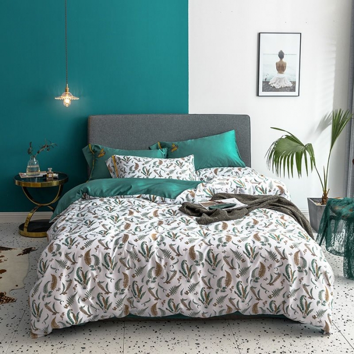 91家纺网 家纺一手货源 找家纺 慕梵 2019新款轻奢天丝绸四件套 丛林之王