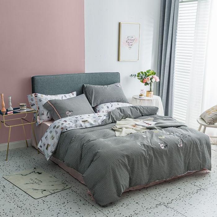 91家纺网 家纺一手货源 找家纺 慕梵 2019新款轻奢天丝绸四件套 萌宠乐园