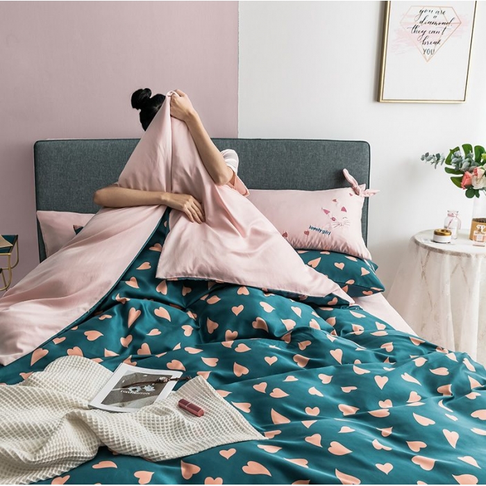 91家纺网 家纺一手货源 找家纺 慕梵 2019新款轻奢天丝绸四件套 情有独钟