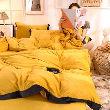 91家纺网 家纺一手货源 找家纺 慕梵 2020宽边双面水晶四件套法莱绒套件牛奶绒床上用品