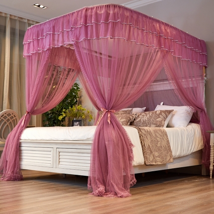 91家纺网 家纺一手货源 找家纺 夏彩  88229导轨蚊帐 紫红