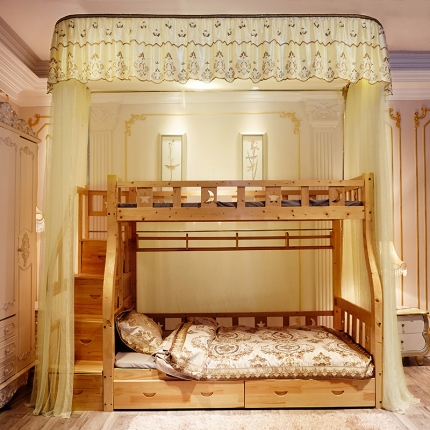 91家纺网 家纺一手货源 找家纺 富莱星蚊帐 子母被床蚊帐 米黄