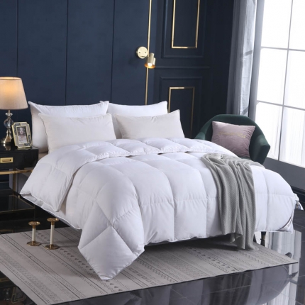 91家纺网 家纺一手货源 找家纺 绒研羽绒 2025新品皇冠羽绒被全棉贡缎提花 白色