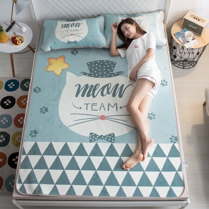 尺素 2019新款大版花冰丝席绅士猫