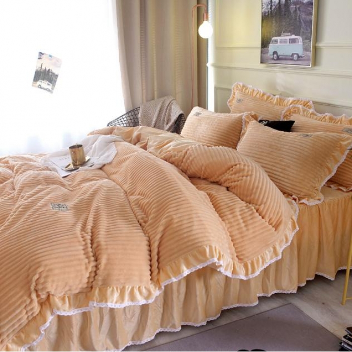 91家纺网 家纺一手货源 找家纺 唐人居 韩版宝宝绒四件套 1黄色