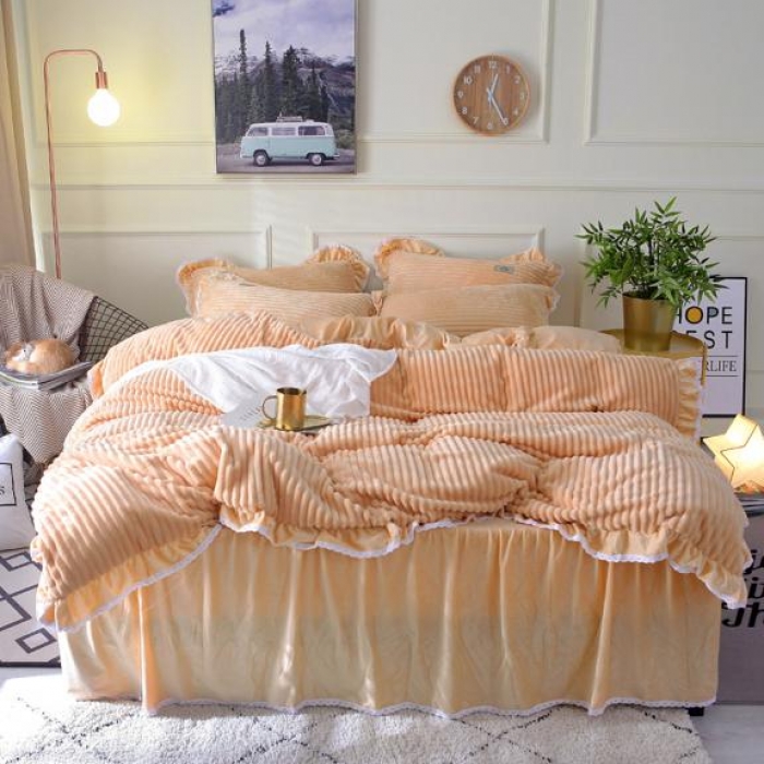 91家纺网 家纺一手货源 找家纺 唐人居 韩版宝宝绒四件套 1黄色