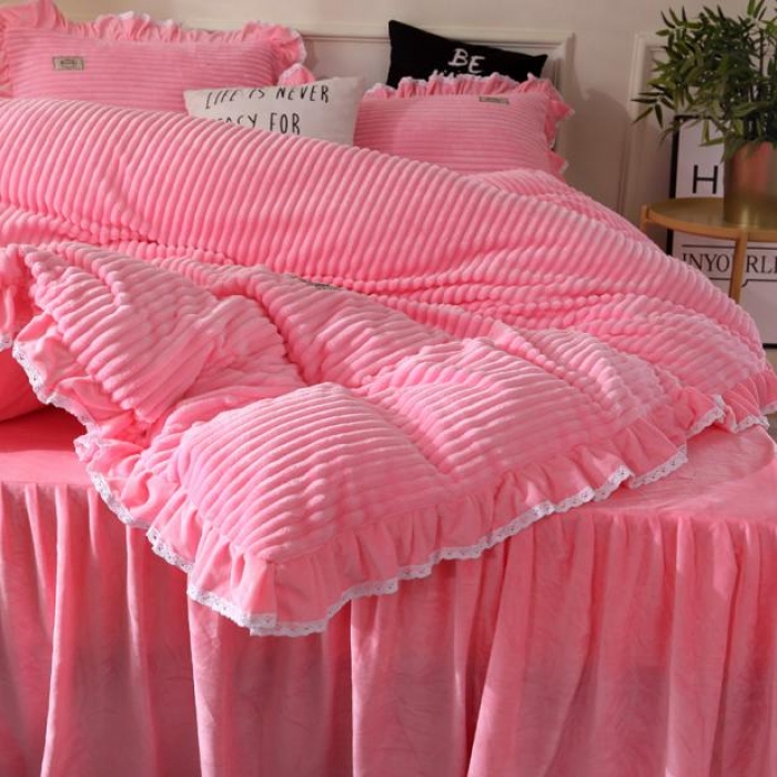 91家纺网 家纺一手货源 找家纺 唐人居 韩版宝宝绒四件套 2粉色