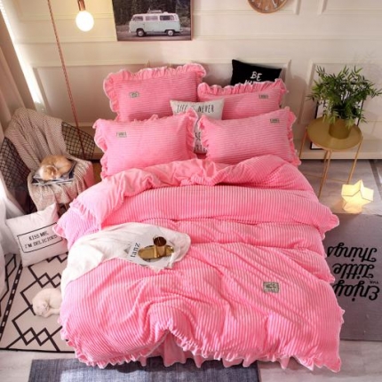 唐人居 韩版宝宝绒四件套 2粉色