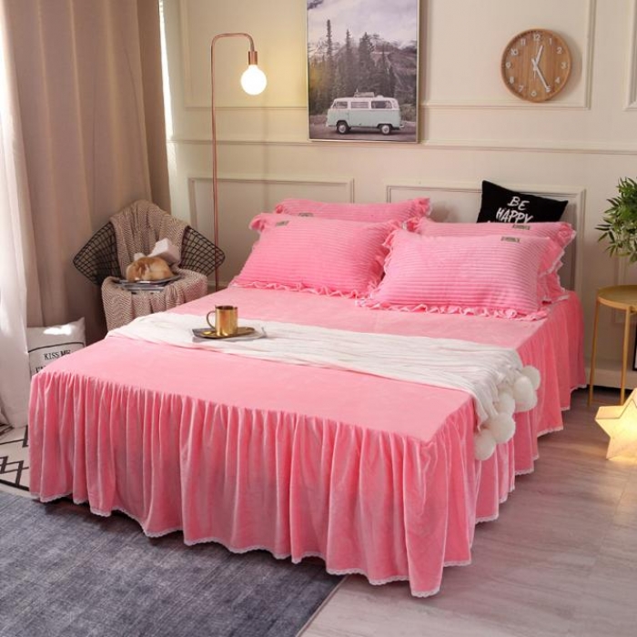 91家纺网 家纺一手货源 找家纺 唐人居 韩版宝宝绒四件套 2粉色