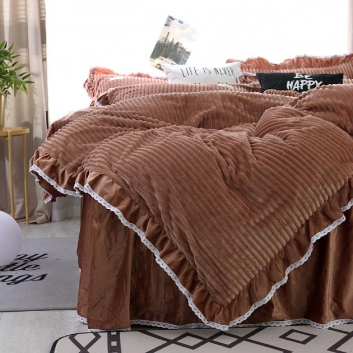 91家纺网 家纺一手货源 找家纺 唐人居 韩版宝宝绒四件套 4咖啡