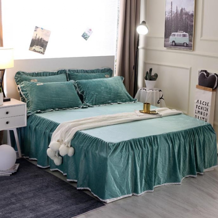 91家纺网 家纺一手货源 找家纺 唐人居 韩版宝宝绒四件套 7绿色