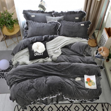 唐人居 韩版宝宝绒四件套 8深灰